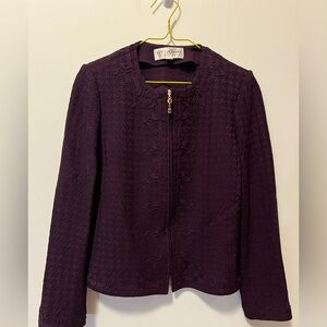 St. John Collection Rich Plum Textured Blazer